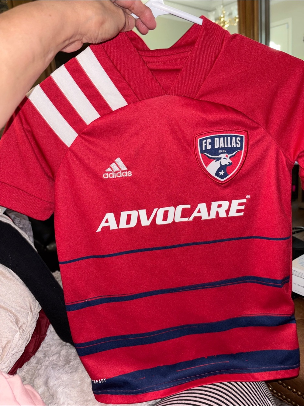 adidas Red Kids FC Dallas Soccer Jersey with Navy Accents